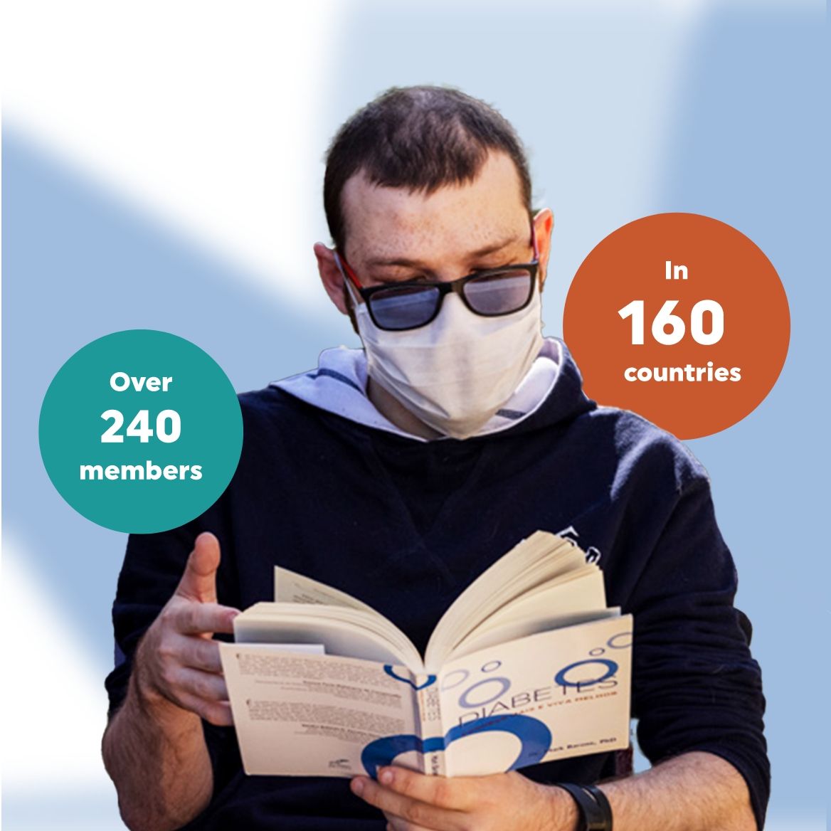 Close-up of the International Diabetes Federation (IDF) website statistics section, featuring bold figures and graphic elements to convey global impact.